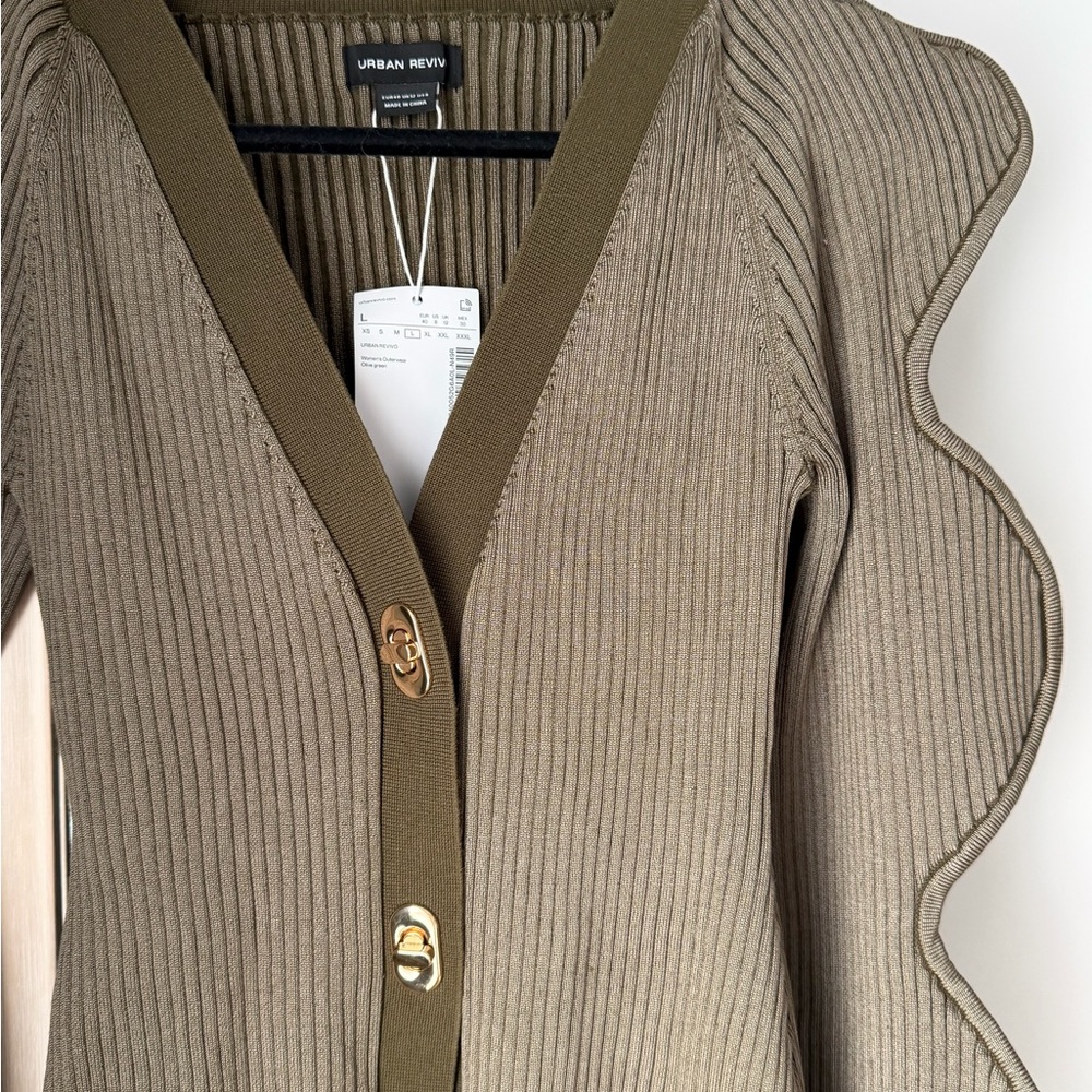 Urban Revivo Wave Sleeve V-Neck Knitted Cardigan - Picture 5 of 5